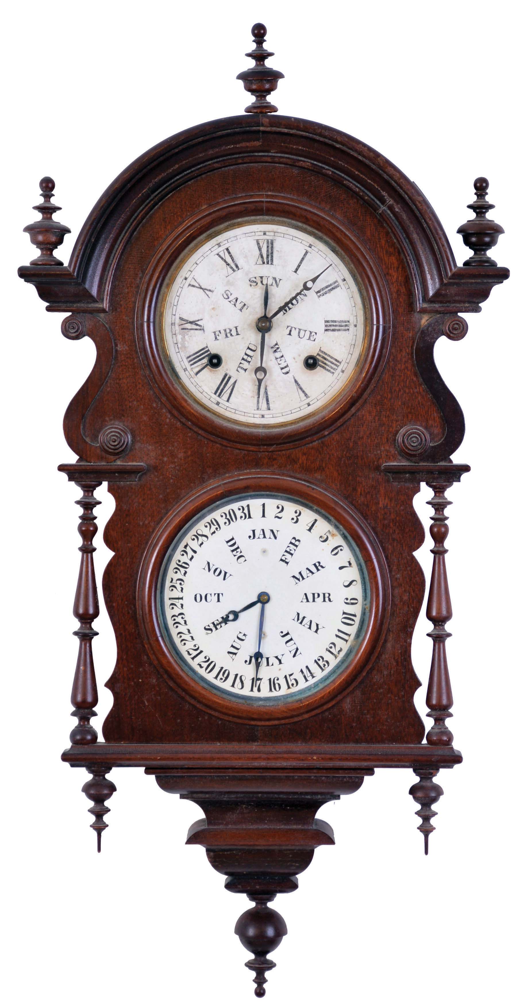 Welch, Spring & Co., Bristol, Conn., "Wagner", 8 day, time and strike spring driven movement wall clock with a B.B Lewis Perpetual calendar. — Antique Clocks Price Guide