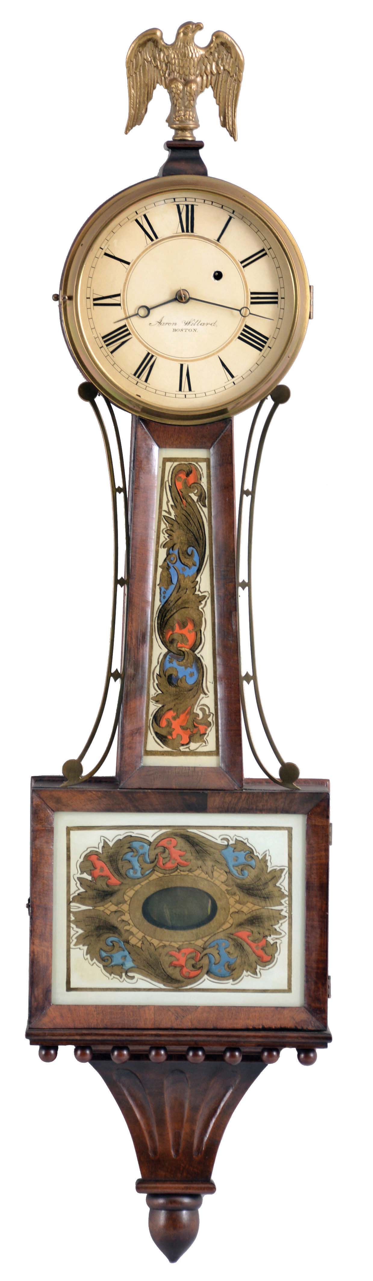 Massachusetts, 8 day, time and strike, weight driven brass movement Patent or banjo timepiece. — Antique Clocks Price Guide