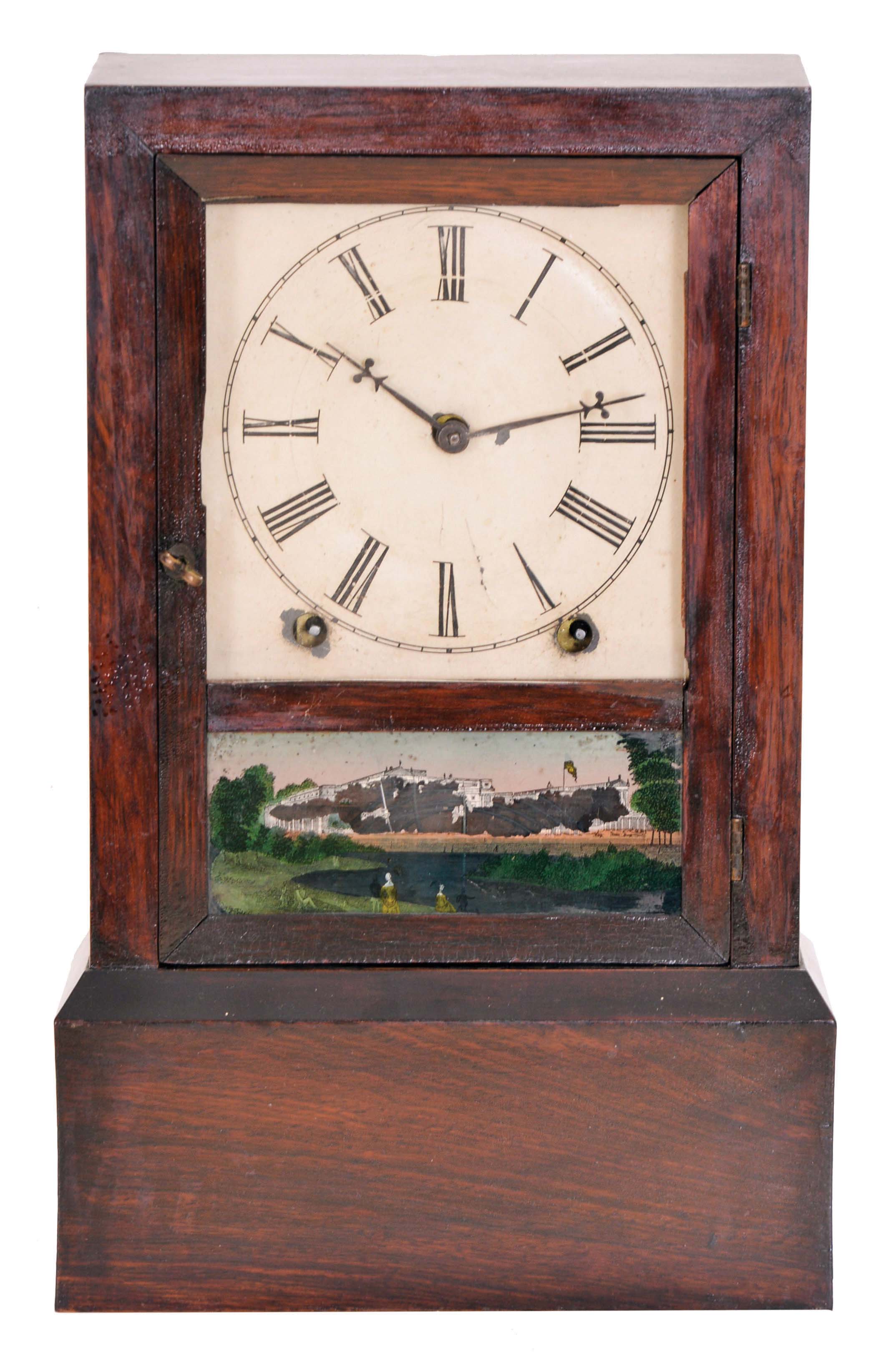 Bradley Manf'g Co., Southington, Conn. cottage clock with a spring driven, 8 day, time and strike movement in a rosewood veneered case. — Antique Clocks Price Guide