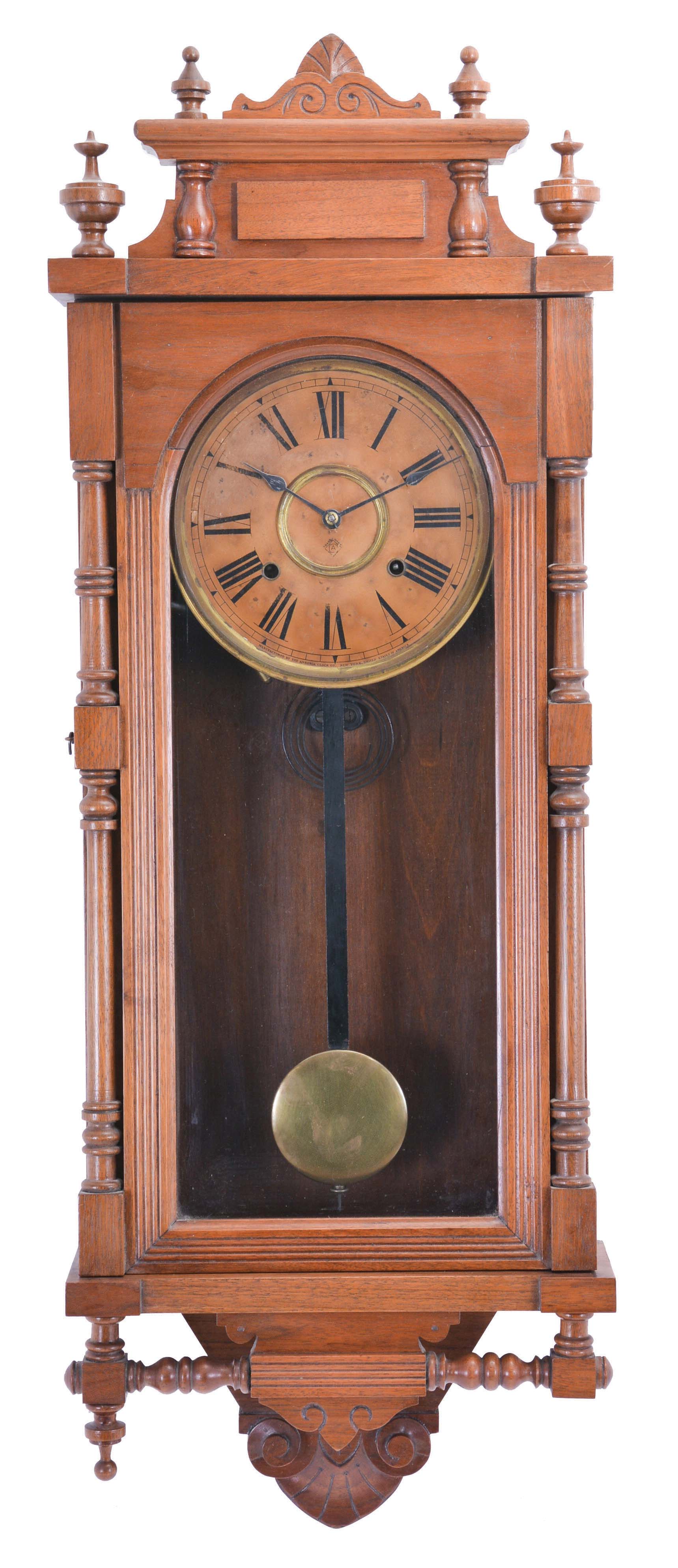 Ansonia Clock Co., New York, NY, "Queen Elizabeth" wall clock with 8-day, spring driven time & strike movement. — Antique Clocks Price Guide