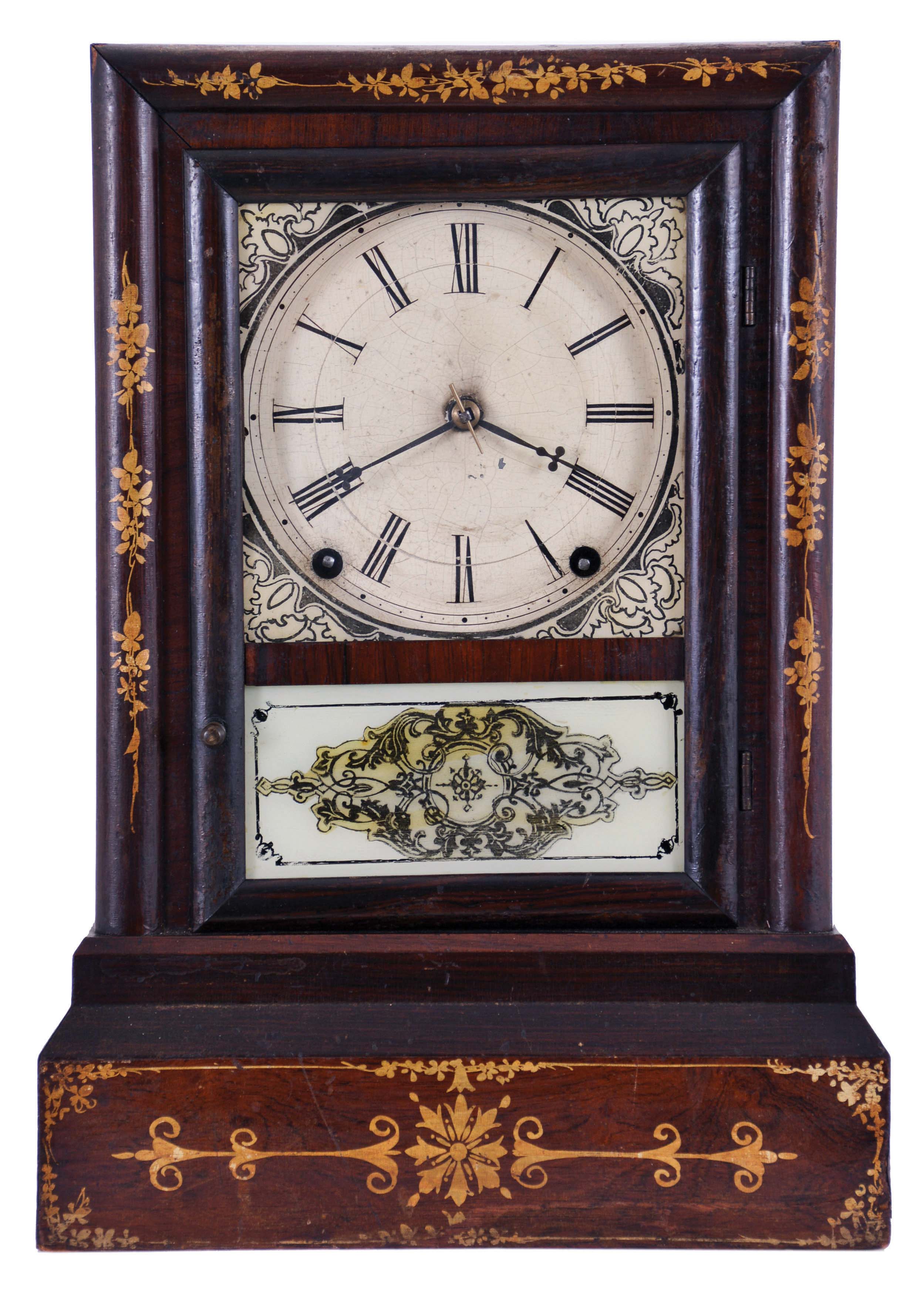 Terry & Andrews, Bristol, Conn., 8 day, time and strike spring driven movement shelf clock. — Antique Clocks Price Guide