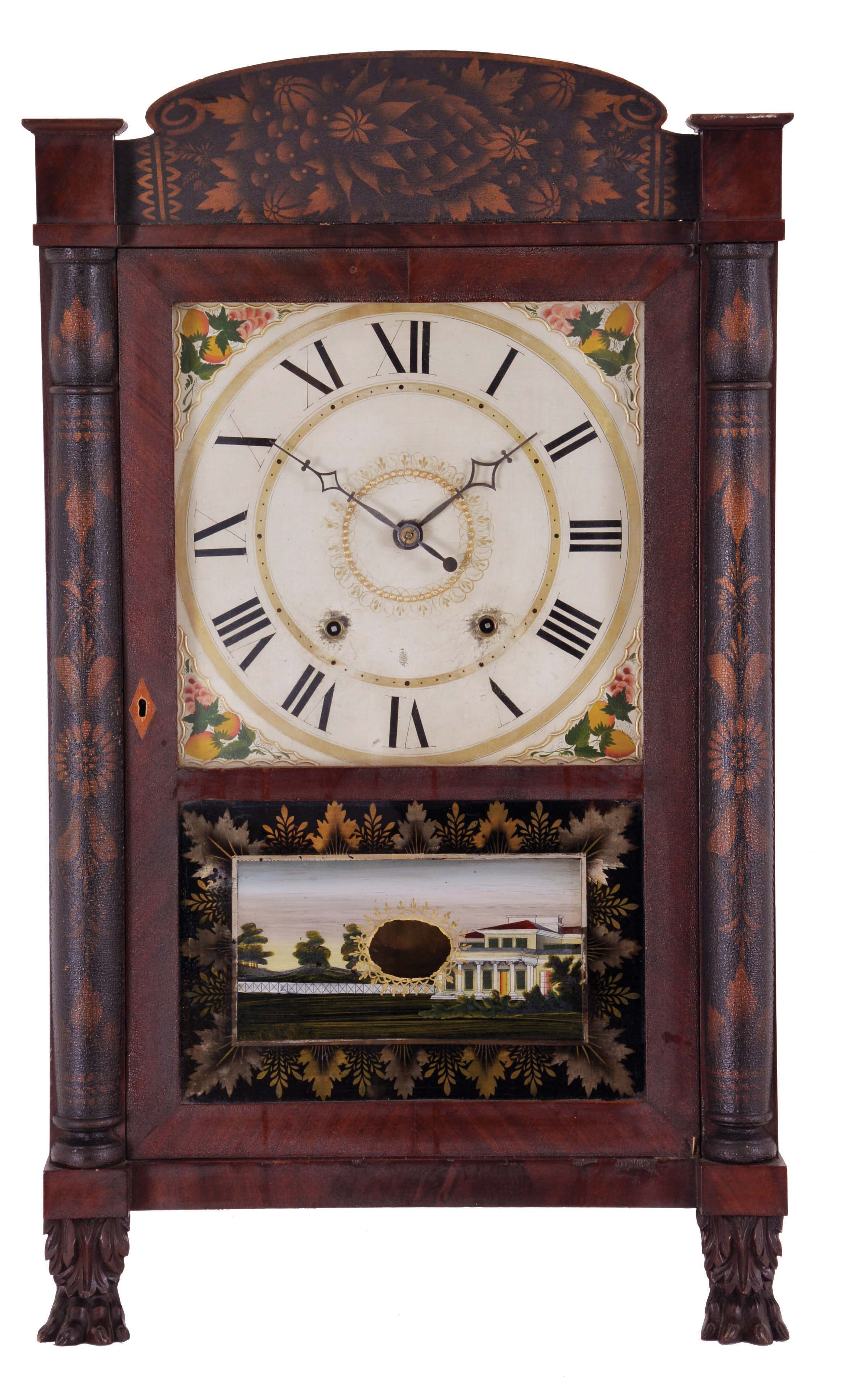 Seth Thomas, Plymouth, Conn., 30 hour, time and strike weight wood movement half column & splat shelf clock. — Antique Clocks Price Guide