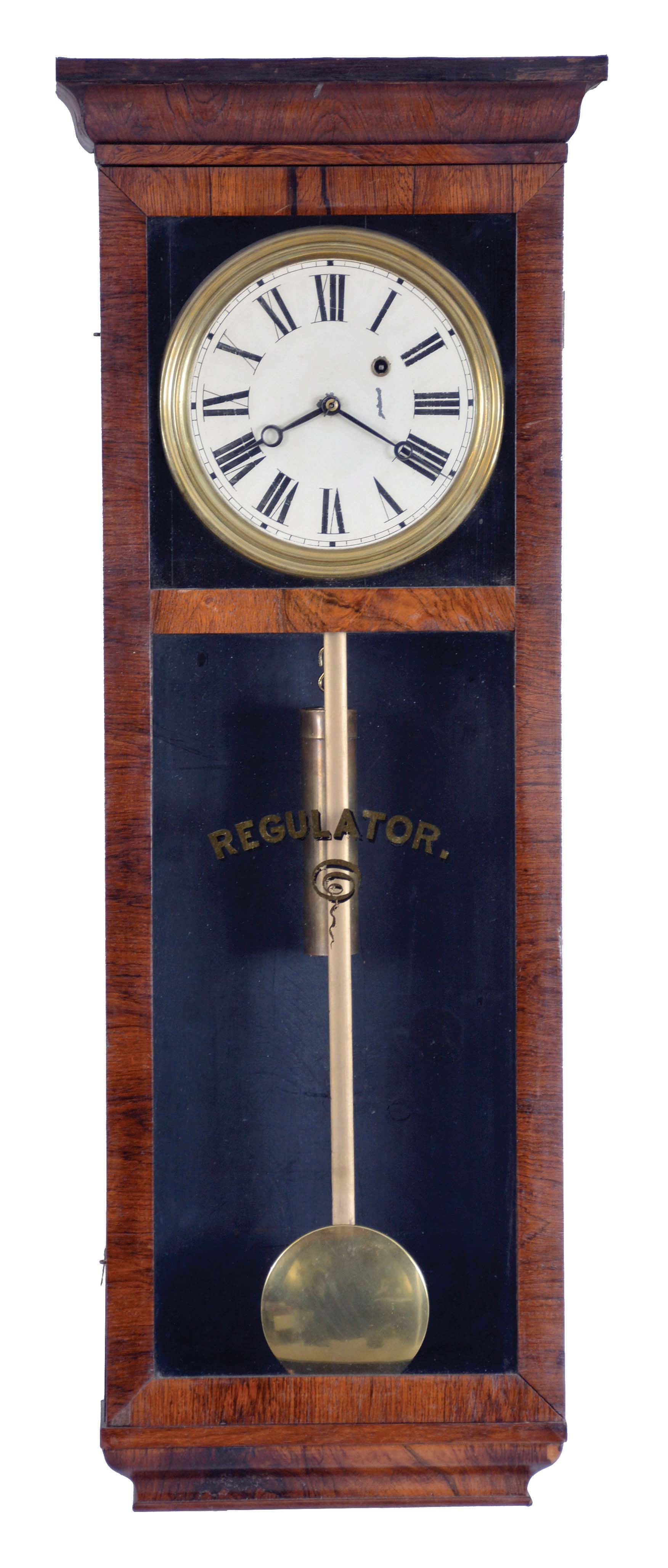 Noah Pomeroy, Bristol, Conn., 8 day, weight driven, brass movement wall timepiece. — Antique Clocks Price Guide