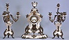 Germany, Gustav Becker, 3 piece porcelain garniture set, with 8 day, time and strike spring driven movement