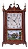 E. Terry & Sons, Plymouth, Conn., 30 hour, time and strike weight wood movement pillar & scroll shelf clock.