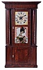 Rodney Brace, North Bridgewater, Mass Cornice and Full Column shelf clock with a 30 hour weight driven time, strike and alarm movement in a mahogany veneered case.
