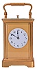 France, hour repeating carriage clock, glazed, gilt Corniche case Arabic numeral white enamel dial with matte, gilt mask, blued steel hands, 8 day, time and strike movement with lever platform, striking the hours and half hours in passing, and repeating the last hour on demand