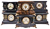 Clocks- 11 (Eleven) black mantel including E. Ingraham, Sessions, several Seth Thomas adamantine including the "Shasta" model, Welch "Nicolini" and an iron cased Waterbury.