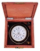 Poljot (Russian) marine chronometer in box with brass corner hardware, two day fusee movement with spring detent escapement, serial 01285