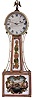 New Hampshire, 8 day, weight driven, brass movement Patent or banjo timepiece. The signature on the dial is difficult to read, but it appears to read in part Smith & Willis. There was a Smith & Williston in Keene, New Hampshire who advertised as clockmakers, that may be the firm name.