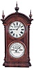 Southern Calendar Clock Co., St. Louis, Mo., "Fashion No. 2" double dial shelf clock with a Seth Thomas spring driven, 8 day, time and strike movement and a R. T. Andrews patented perpetual calendar mechanism in a walnut case.