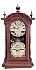 Southern Calendar Clock Co., St. Louis, Mo., "Fashion No. 3" double dial shelf clock with a Seth Thomas spring driven, 8 day, time and strike movement and a R. T. Andrews patented perpetual calendar mechanism in a walnut case.