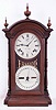 Southern Calendar Clock Co., St. Louis, Mo., "Fashion No. 5" double dial shelf clock with a Seth Thomas spring driven, 8 day, time and strike movement and a R. T. Andrews patented perpetual calendar mechanism in a walnut case.