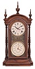 Charley Holland, Fort Smith, Arkansas, miniature Fashion shelf clock with a spring driven, 8 day time and half hour strike movement and perpetual calendar mechanism in a solid walnut case.