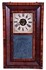 Clocks- 2 (Two): (1) E. Terry & Sons, Plymouth, Conn., 30 hour, time and strike weight wood movement pillar & scroll shelf clock, c1825; (2) New Haven Clock Co., New Haven, Conn., 30 hour, time and strike, weight driven brass movement OG shelf clock, c1855