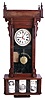 Sidney Advertising Clock Co., Sidney Otsego County, New York, huge "Advertising" wall clock, softwood case with reverse painted glass, the lower section with advertising rolls, rotating once every five minutes, papered metal dial, and 8 day, time and calendar, spring driven movement