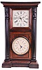 Welch, Spring & Co., Forestville, Conn., "No. 3 Mantel Calendar" shelf clock with a weight driven 8 day, time and strike movement with a B. B, Lewis perpetual calendar mechanism in a rosewood veneered case.