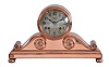Chelsea Clock Co., Boston, Mass., for Tiffany & Co., "Tambour No. 2", copper bronze case on compressed ball feet feet, 4" Arabic numeral silvered dial signed "Tiffany & Co., New York", blued steel hands, 8 day time and house strike movement with lever escapement, serial #115819