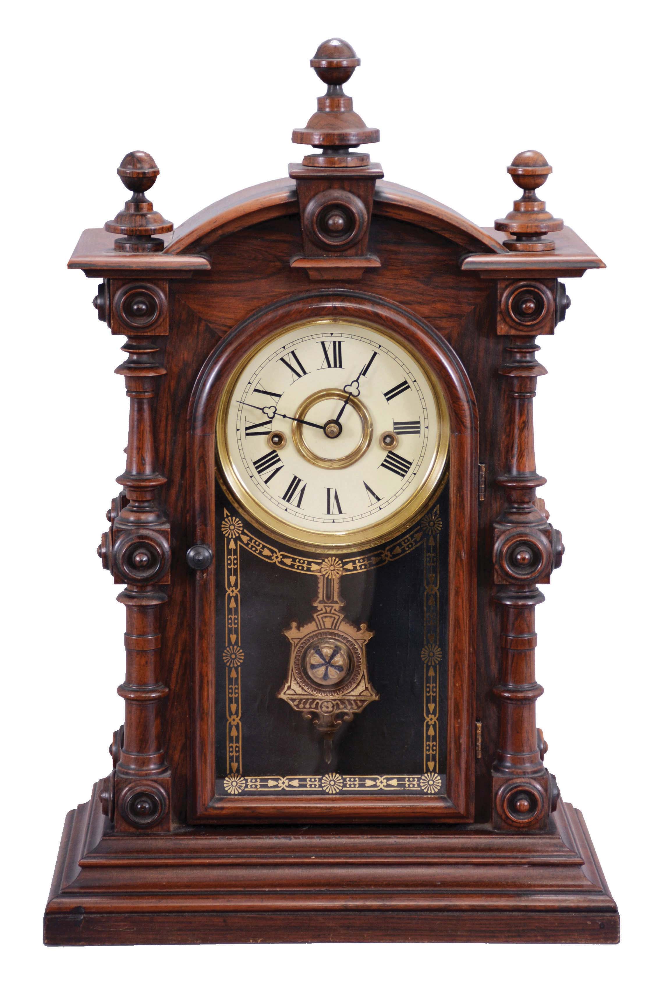 Welch, Spring & Co., Bristol, Conn., "Patti V.P. No. 1" 8 day, time and strike, spring brass movement shelf clock. — Antique Clocks Price Guide