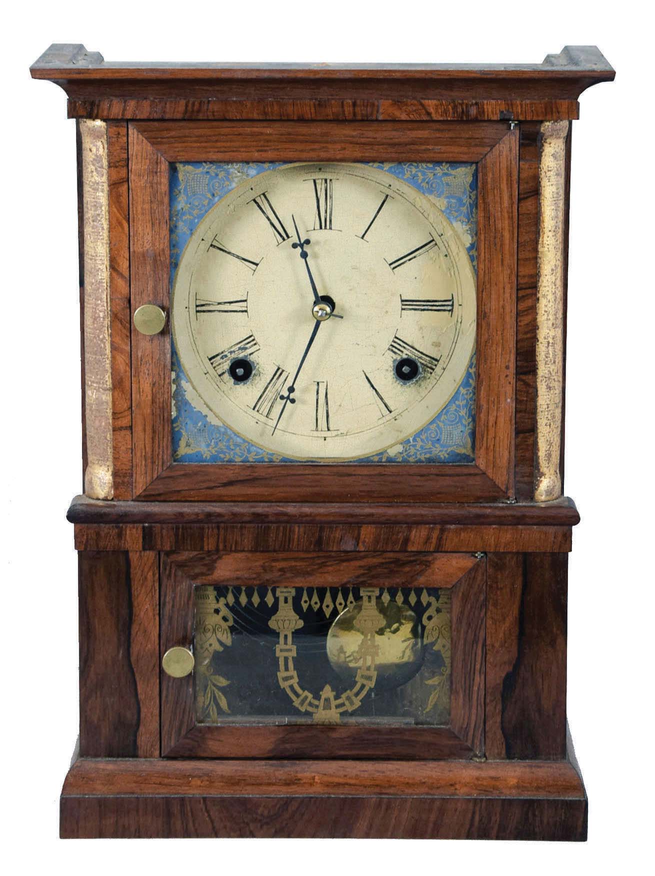 E. O. Goodwin, Bristol, Conn., 8 day, time and strike, spring brass movement miniature shelf clock. — Antique Clocks Price Guide