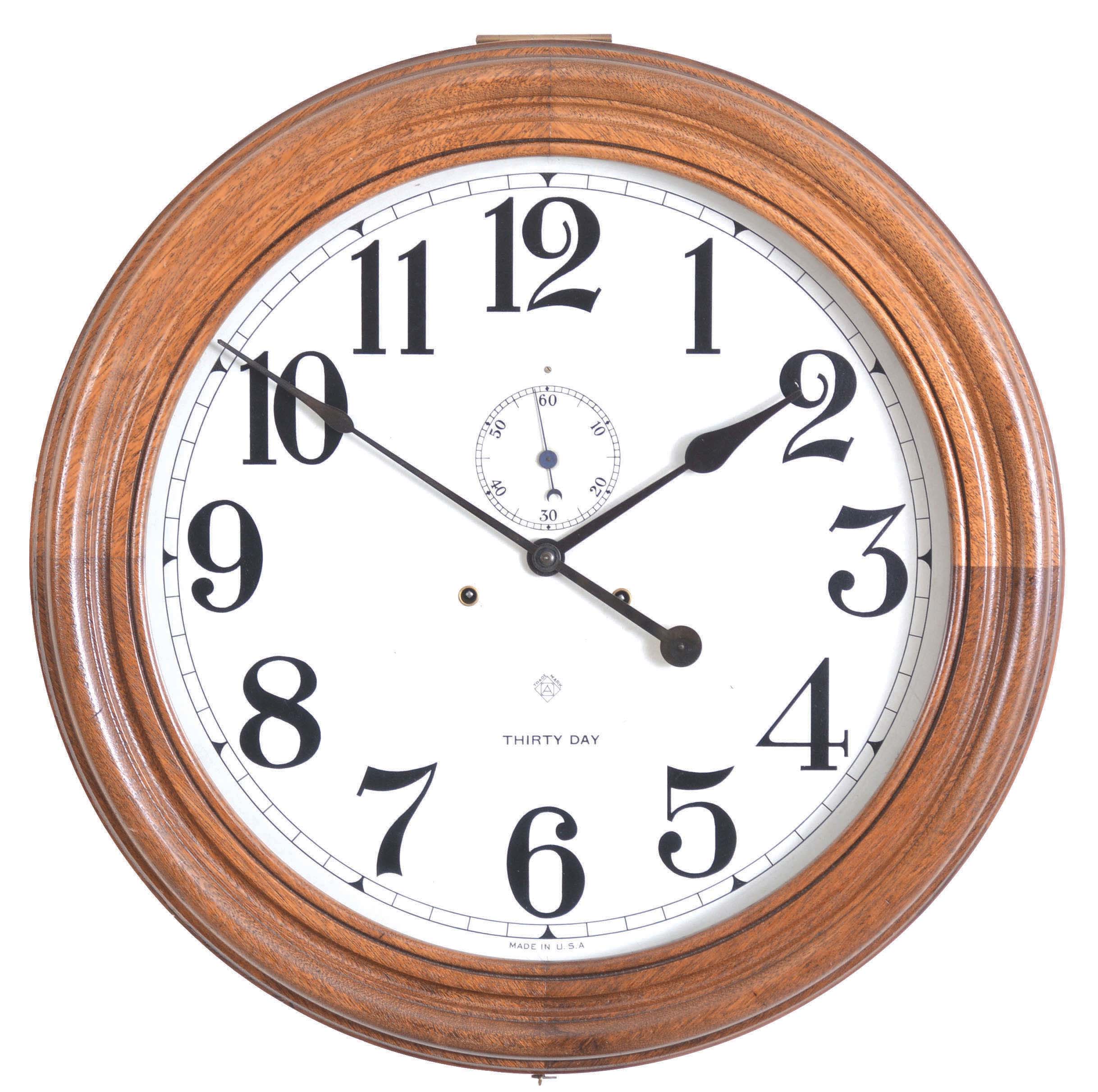 Ansonia Clock Co., New York, "Gallery No. 1" wall clock with a double wind spring driven 30 day timepiece movement in a mahogany case. — Antique Clocks Price Guide