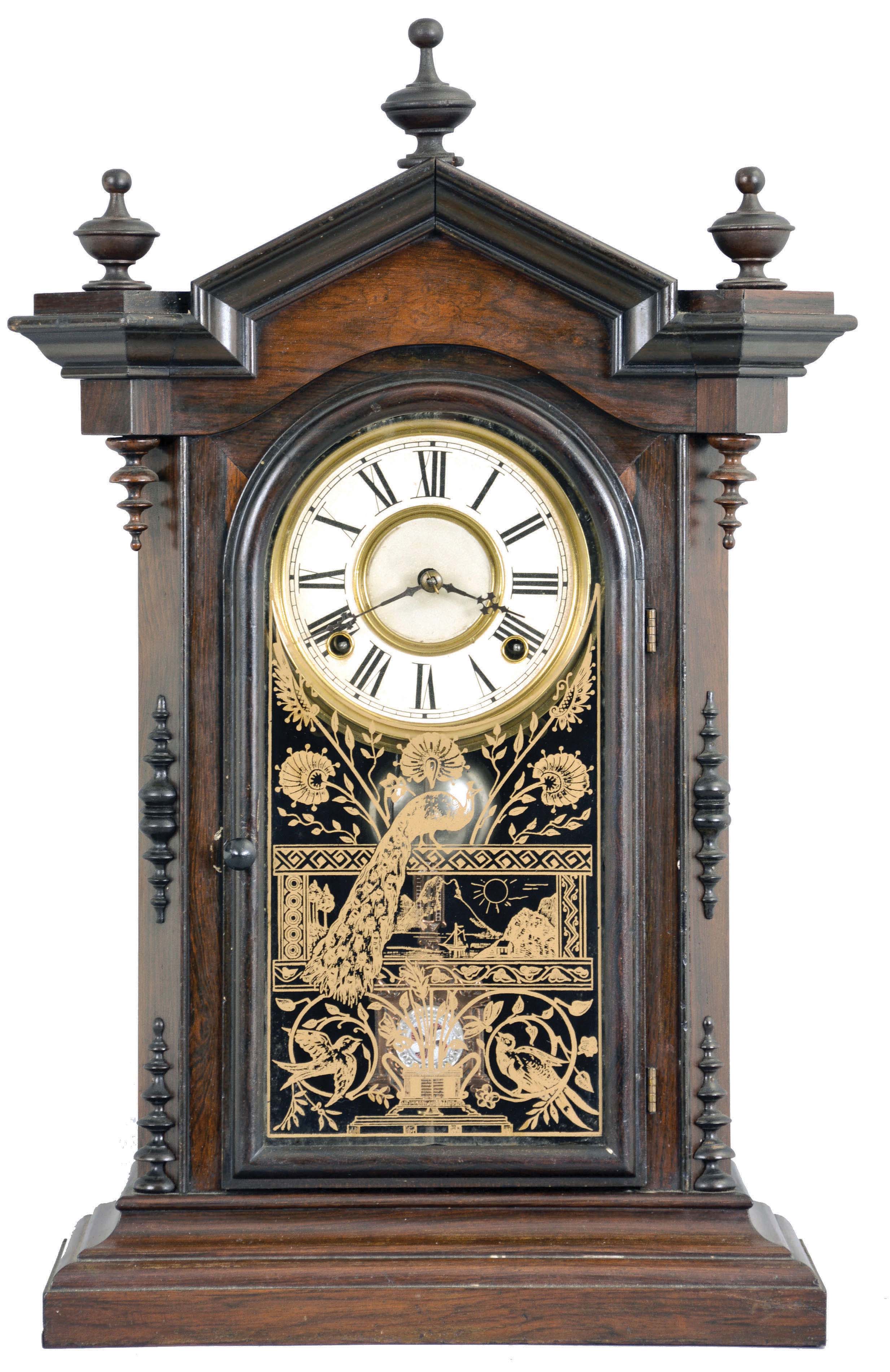 Welch, Spring & Co., Forestville, Conn., "Lucca V.P.", 8 day, time and strike, spring brass movement shelf clock. — Antique Clocks Price Guide