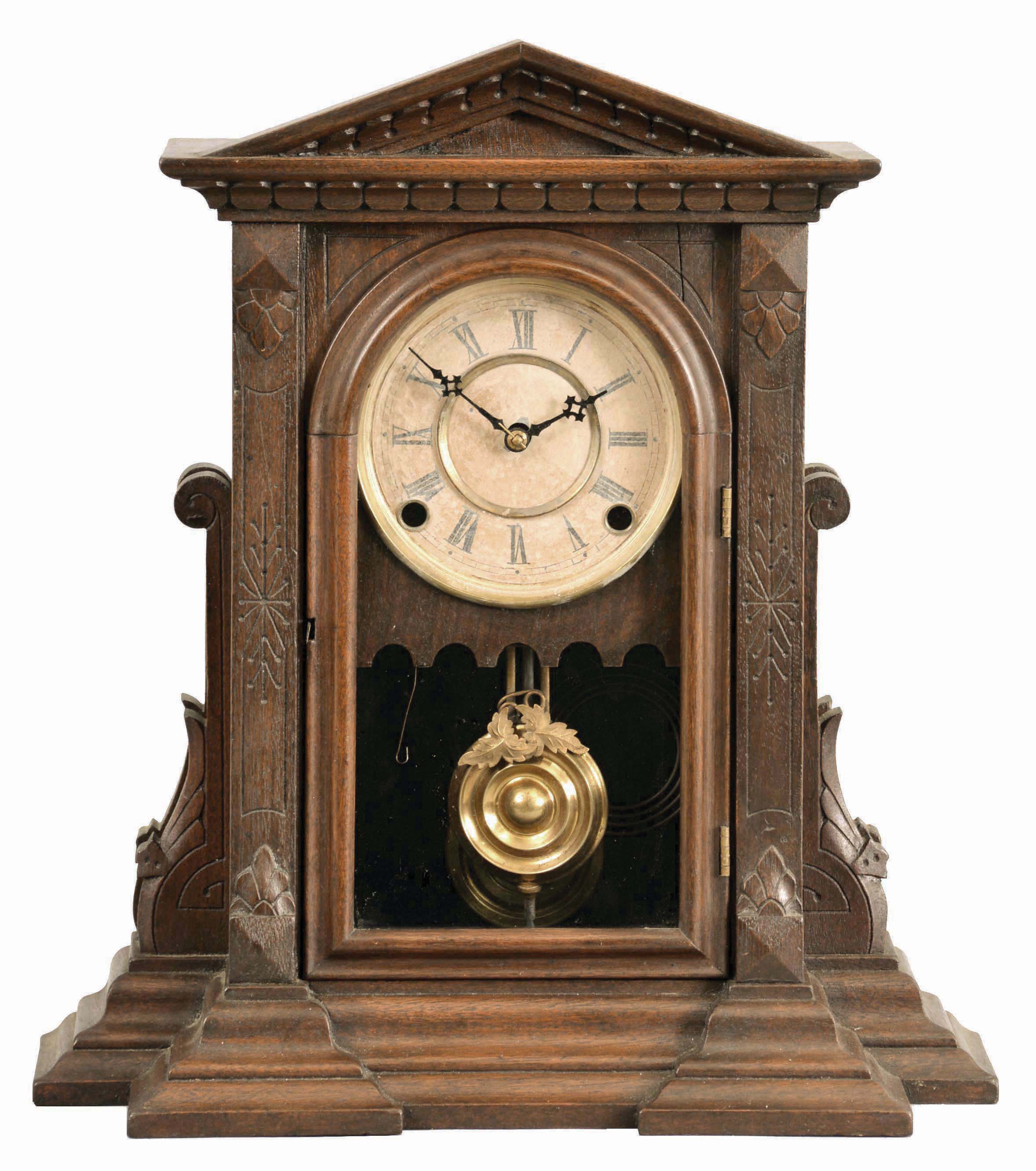 E. Ingraham & Co., Bristol, Conn., "Tontine", 8 day, time and strike, spring brass movement mantel clock. — Antique Clocks Price Guide