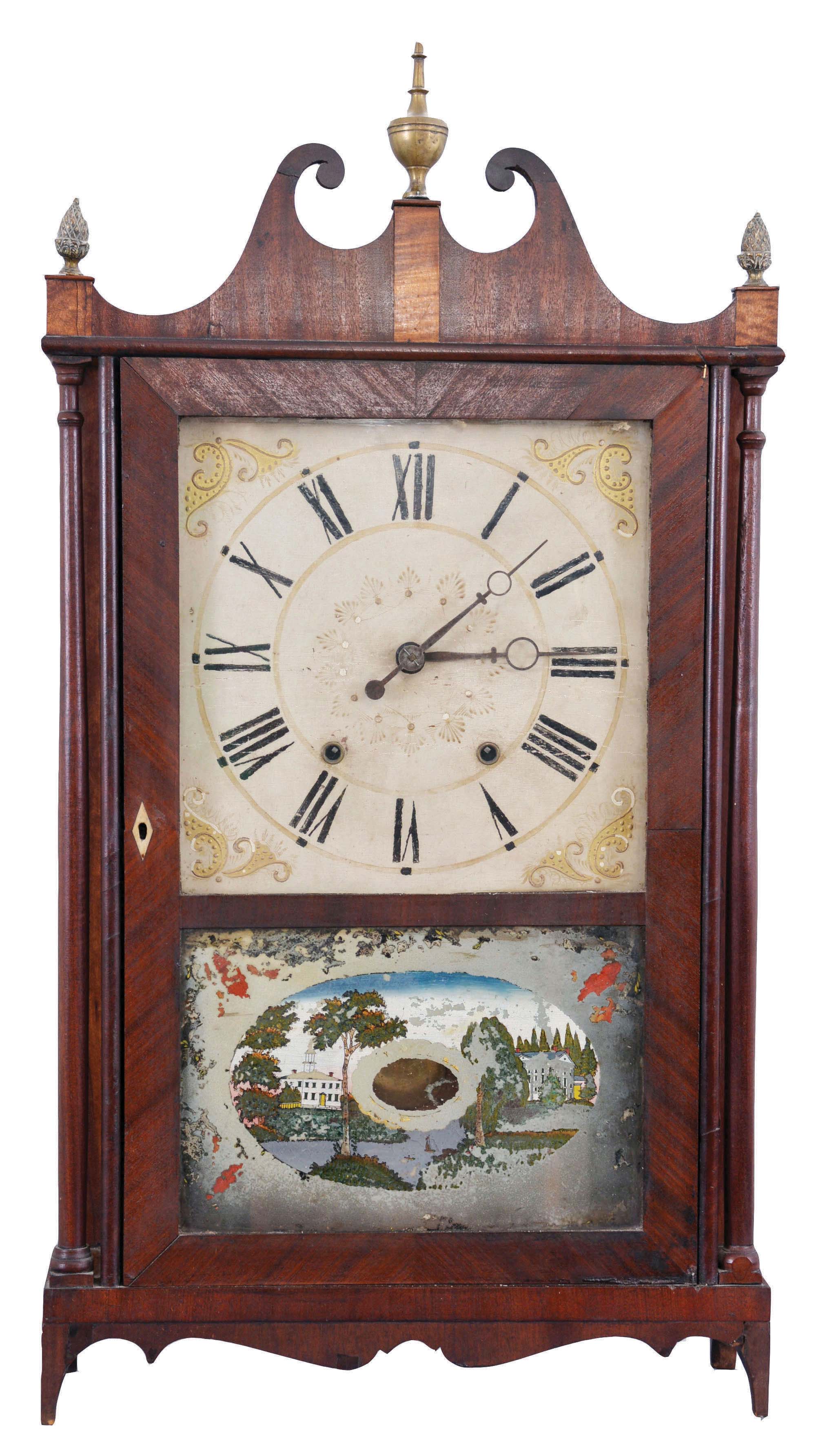 Butler and Henderson, Annapolis, Nova Scotia, 30 hour, time and strike, weight wood movement pillar & scroll shelf clock. — Antique Clocks Price Guide