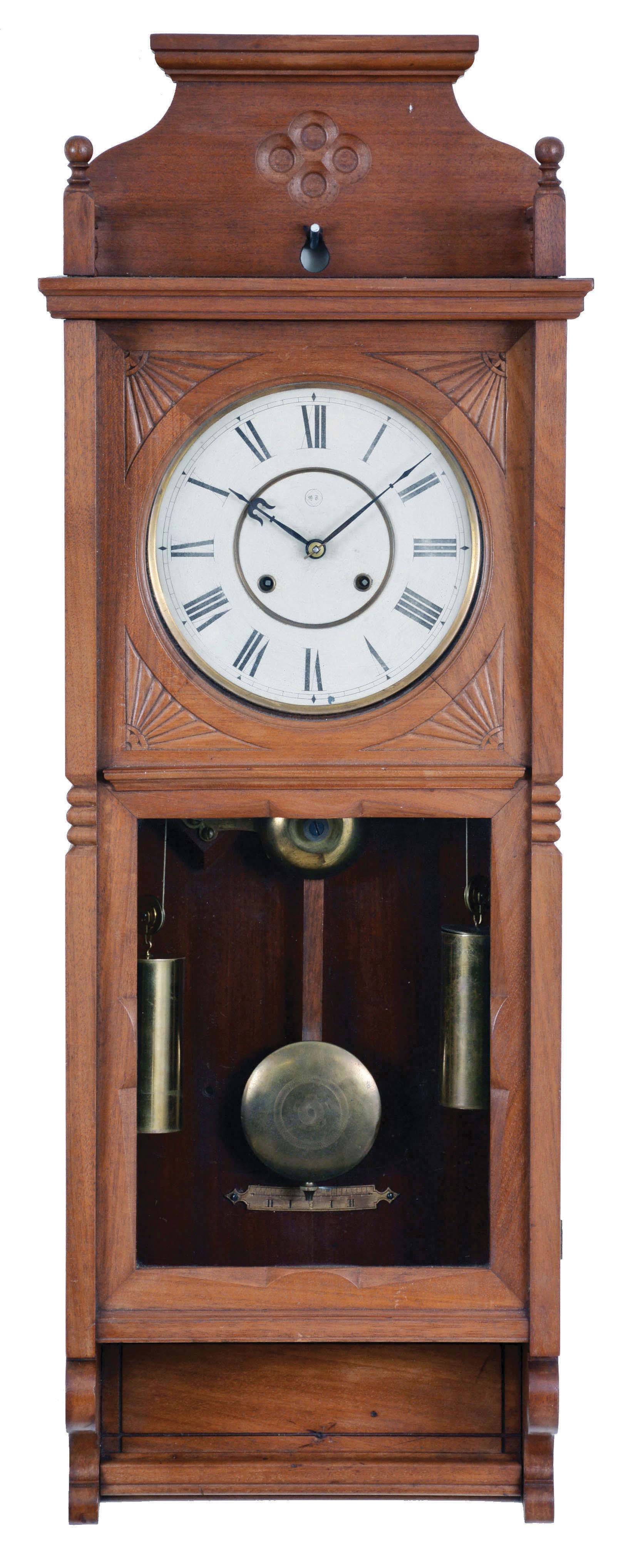 Seth Thomas Clock Co., Thomaston, Conn., "Flora", 8 day, time and strike, double weight driven brass movement wall clock. — Antique Clocks Price Guide