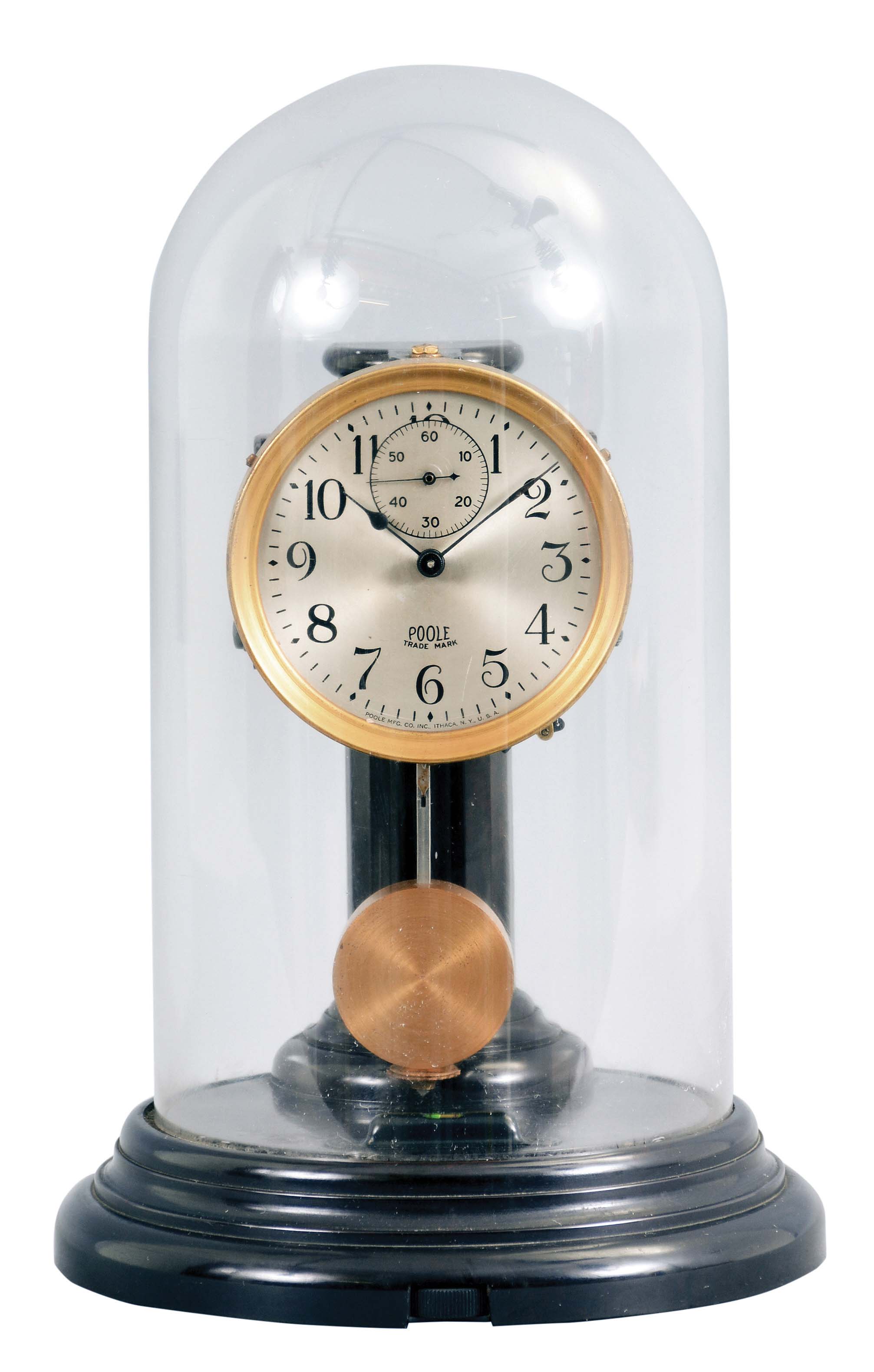 Poole Mfg. Co., Ithaca, New York, "Executive model" with "winged candlestick" bakelite battery case electric timepiece. — Antique Clocks Price Guide