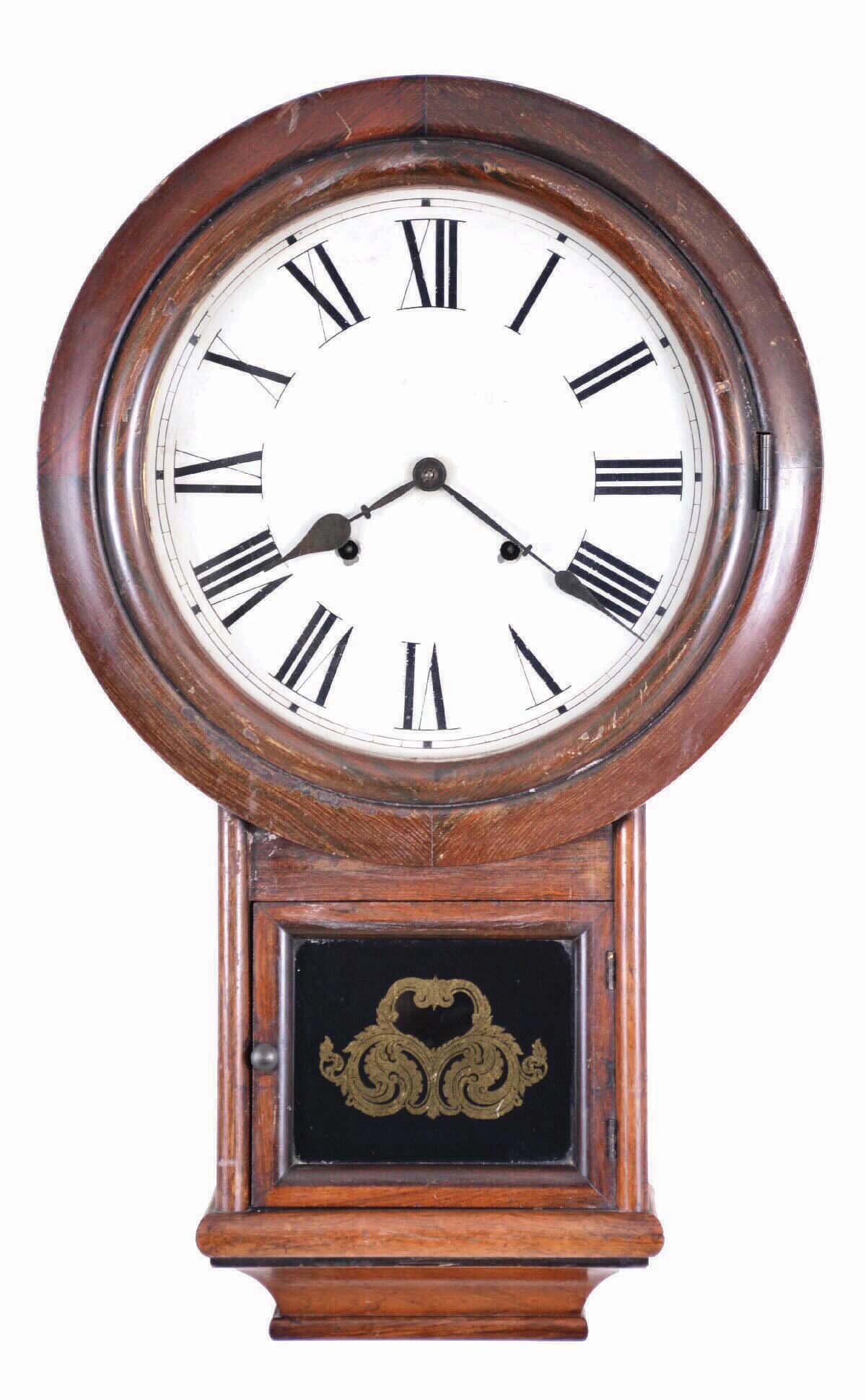 Welch, Spring & Co., Forestville, Conn., "Round Top Drop Regulator", 8 day, time and strike, in a rosewood case. — Antique Clocks Price Guide