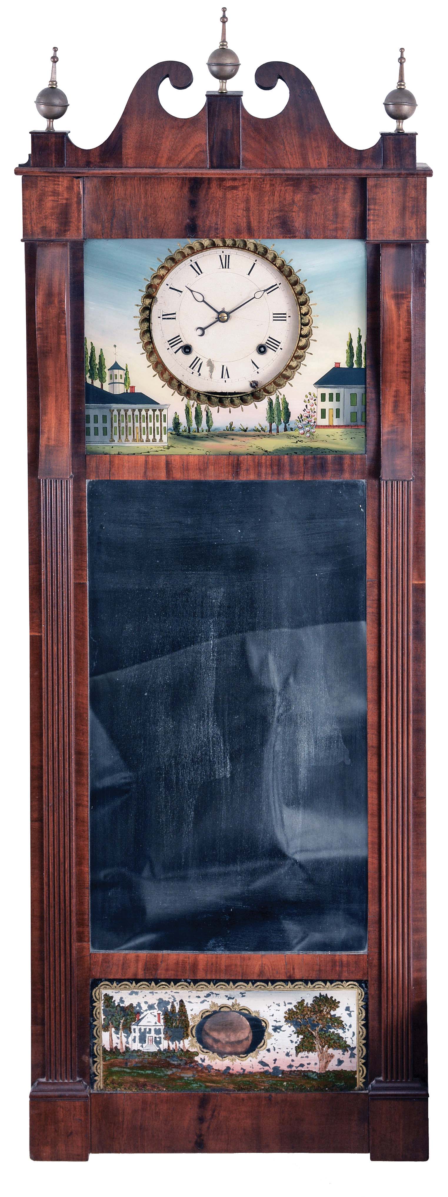 Joseph Ives, New York, 8 day, time and strike, weight brass and iron plate movement mirror wall clock. — Antique Clocks Price Guide