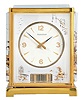 Jaeger- LeCoultre, Switzerland, similar to "Marina" model, but unsigned, Atmos clock, 526-5 caliber jeweled movement with lever escapement and torsion pendulum, movement serial number 120721 in a gilt case with frosted acrylic panels with gold Asian motifs, signed white dial, gilt numerals, gold hands with black tips over a rectangular aperture revealing the torsion pendulum, the jeweled movement with torsion pendulum and lever escapement.