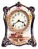 Ansonia Clock Co., New York, "La Cren" porcelain shelf clock with a spring driven, 8 day, time and strike movement in a Royal Bonn porcelain case.