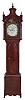 Thomas Vurleyl, Wisbeack, England, tall case clock, 8 day, time and bell strike, weight driven movement, c. 1840, in a c. 1780 string inlaid mahogany case with pagoda top, brass finials, crotch mahogany trunk door, fluted columns flanking hood.
