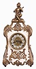 F. Kroeber Clock Co., New York, "Pampadour", 8 day, time and strike, spring brass movement enameled iron case mantel clock.