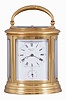 Drocourt, for Henry Capt. Geneva, a large, oval cased, hour repeating carriage clock, the glazed case with molded top and base, Roman numeral white enamel dial, blued steel Breguet style hands, 8 day time, strike and alarm movement with lever platform, repeating the last hour on demand, the back plate with Drocourt's mark, and also "Henry Capt Geneve" serial #14498
