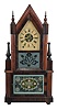 Birge & Fuller, Bristol, Conn., 8 day, time and strike wagon spring brass movement steeple on frame or double steeple shelf clock.