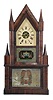 John Birge, Bristol, Conn., 8 day, time and strike, spring brass detached fusee movement steeple on frame or double steeple shelf clock.