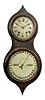 Seth Thomas Clock Co., Thomaston, Conn., "Office Calendar No. 3" (commonly called the "Peanut"), hanging double dial calendar clock with a spring driven, 8 day timepiece movement and a Mix Brothers perpetual calendar mechanism in a rosewood veneered case