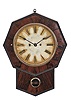 Atkins, Whiting & Co. Bristol, Conn., 30 day, wagon spring brass and iron wheel type II movement with roller verge ripple molding drop octagon wall timepiece.