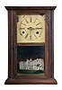 Chauncey Goodrich, Bristol, Conn. small Empire mahogany veneered case shelf clock with a spring driven 30 hour time and strike movement.