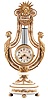 France, a gilt bronze mounted marble lyre clock, the case richly ornamented with classical ornament and with outward facing "le coq gaulois", Arabic numeral white enamel dial with floral garlands, pierced and engraved Louis XV style hands, and pendulum with Medusa mask suspended above the 8 day, time and strike pendule de Paris movement