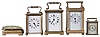 Clocks- 4 (Four) Carriage: Three French carriage clocks, 8 day, time only, two with cylinder escapements and one with a lever. The fourth clock is a Waterbury Clock Co. "Midge" 30 hour, spring driven, lever escapement miniature carriage clock, c1909.