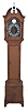 Elmer O. Stennes, Weymouth, Mass., dwarf tall or "Grandmother" clock, model "GM No. 2", 8 day, time, strike and Westminster chiming spring driven Smiths English brass movement with brass dial and silvered chapter ring in a cherry case, stamped "67" and "52" and branded with Stennes signature on rear of trunk door