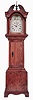 Reproduction dwarf tall or Grandmother clock, 8 day, weight driven brass timepiece (only) movement in a pine case with rocking ship dial signed Elmer Stennes