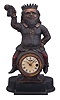 Gambrinus "King of Beer" blinker, case by Bradley & Hubbard, Meriden, Conn. (pat 1859), Blinking Eye movement by Waterbury, in original paint (with wear) and with crown intact, 30 hour novelty, paper dial with Waterbury logo.