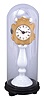Candle stand timepiece, attributed to Samuel Botsford DBA Union Labor Company, 30 hour pendulette timepiece on tall white porcelain china stand, under old glass dome.