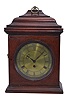 European (Continental), small bracket clock, late 18th century, with fusee / crown wheel / pivoted pendulum movement, and engraved brass dial, in a primitive bell top case of English appearance, with slide-up back and with restorations. Approx 3 day duration (6 rounded channels in fusee) .