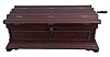 American, Regina Music Box Co., Style No. 6 Orchestral 27" Folding Top Table Model music box also sometimes called the "Casket Model". Mahogany case with applied carving and shaped bracket feet. Interior with original Regina Company celluloid label, the serial number stamped into the cast iron bedplate = 31207, and an 11" double comb mechanism, with removable crank. Includes 23 discs